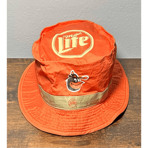 VINTAGE 70s Bird Logo Baltimore Orioles Miller Lite Baseball Floppy Bucket Hat - Picture 1 of 10